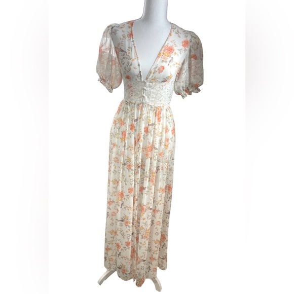 WeWoreWhat Lace Floral Duster‎ Cottagecore Prairie Lingerie Swim Cover Up Dress - Picture 8 of 16